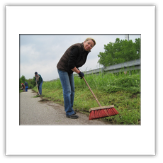 Reinigung des Radwegs