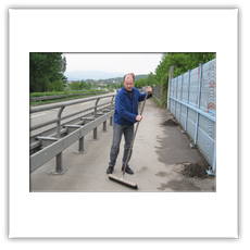 Reinigung des Radwegs
